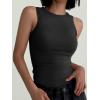 image:imageANRABESS Womens Sleeveless High Neck Tank Tops Fashion Summer Casual Basic Slim Fit Ribbed Racerback Top Shirt ClothesBlack