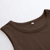 image:imageANRABESS Womens Sleeveless High Neck Tank Tops Fashion Summer Casual Basic Slim Fit Ribbed Racerback Top Shirt ClothesBrown