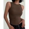 image:imageANRABESS Womens Sleeveless High Neck Tank Tops Fashion Summer Casual Basic Slim Fit Ribbed Racerback Top Shirt ClothesBrown