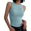 image:imageANRABESS Womens Sleeveless High Neck Tank Tops Fashion Summer Casual Basic Slim Fit Ribbed Racerback Top Shirt ClothesCadet Blue