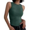 image:imageANRABESS Womens Sleeveless High Neck Tank Tops Fashion Summer Casual Basic Slim Fit Ribbed Racerback Top Shirt ClothesDeep Green