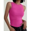 image:imageANRABESS Womens Sleeveless High Neck Tank Tops Fashion Summer Casual Basic Slim Fit Ribbed Racerback Top Shirt ClothesHot Pink