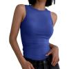 image:imageANRABESS Womens Sleeveless High Neck Tank Tops Fashion Summer Casual Basic Slim Fit Ribbed Racerback Top Shirt ClothesKlein Blue