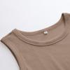 image:imageANRABESS Womens Sleeveless High Neck Tank Tops Fashion Summer Casual Basic Slim Fit Ribbed Racerback Top Shirt ClothesLight Coffee
