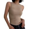 image:imageANRABESS Womens Sleeveless High Neck Tank Tops Fashion Summer Casual Basic Slim Fit Ribbed Racerback Top Shirt ClothesLight Coffee