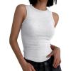 image:imageANRABESS Womens Sleeveless High Neck Tank Tops Fashion Summer Casual Basic Slim Fit Ribbed Racerback Top Shirt ClothesLight Gray