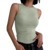 image:imageANRABESS Womens Sleeveless High Neck Tank Tops Fashion Summer Casual Basic Slim Fit Ribbed Racerback Top Shirt ClothesSage Green