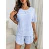 image:imageANRABESS Womens Striped Pajamas Sets 2026 Summer 2 Piece Lounge Matching Short PJ Set Side Split Spring Sleepwear OutfitsBlue White Striped
