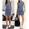 image:imageANRABESS Womens Summer 2 Piece Short Skirt Sets 2026 Cap Sleeve Top Athletic Skort Workout Tennis Matching Set Travel OutfitsGrey Blue