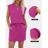 image:imageANRABESS Womens Summer 2 Piece Short Skirt Sets 2026 Cap Sleeve Top Athletic Skort Workout Tennis Matching Set Travel OutfitsHot Pink