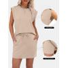 image:imageANRABESS Womens Summer 2 Piece Short Skirt Sets 2026 Cap Sleeve Top Athletic Skort Workout Tennis Matching Set Travel OutfitsKhaki