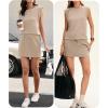 image:imageANRABESS Womens Summer 2 Piece Short Skirt Sets 2026 Cap Sleeve Top Athletic Skort Workout Tennis Matching Set Travel OutfitsKhaki