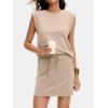 image:imageANRABESS Womens Summer 2 Piece Short Skirt Sets 2026 Cap Sleeve Top Athletic Skort Workout Tennis Matching Set Travel OutfitsKhaki