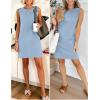 image:imageANRABESS Womens Summer Casual Mini Dresses 2026 Sleeveless Crewneck Split WrinkleFree Beach Travel Vacation Short SundressLight Blue