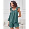 image:imageANRABESS Womens Summer Lounge Set 2 Piece Outfits Ruffle Tank Top and Shorts Set 2026 Beach Vacation Cover Up Clothes Lake Small