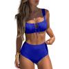 image:imageANRABESS Bikini Sets for Women Two Piece Swimsuit Cutout String Ruched High Waisted Bathing Suits Summer 2026 Beach SwimwearRoyal Blue