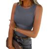 image:imageANRABESS Womens Sleeveless High Neck Tank Tops Fashion Summer Casual Basic Slim Fit Ribbed Racerback Top Shirt ClothesDeep Gray