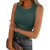 image:imageANRABESS Womens Sleeveless High Neck Tank Tops Fashion Summer Casual Basic Slim Fit Ribbed Racerback Top Shirt ClothesDeep Green