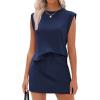 image:imageANRABESS Womens Summer 2 Piece Short Skirt Sets 2026 Cap Sleeve Top Athletic Skort Workout Tennis Matching Set Travel OutfitsNavy Blue