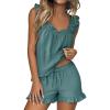 image:imageANRABESS Womens Summer Lounge Set 2 Piece Outfits Ruffle Tank Top and Shorts Set 2026 Beach Vacation Cover Up Clothes Lake Small