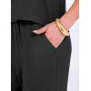image:imageANRABESS 2 Piece Sets for Women Outfits Lounge Matching Casual Travel Wide Leg Pants Crop Top Summer Vacation Beach ClothesBlack