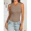 image:imageANRABESS Bodysuits for Women Summer Ribbed Knit Sleeveless Tank Tops Sexy Slim Fitted Bodysuit Top 2026 Trendy OutfitsDark Khaki