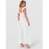 image:imageANRABESS Jumpsuits for Women Dressy One Piece Summer Outfits Wide Leg Sleeveless Smocked Romper Jumpers Casual Beach OverallsWhite
