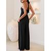 image:imageANRABESS Jumpsuits for Women Summer Sleeveless Halter Wide Leg Deep V Flowy Rib Dressy Causal One Piece Rompers 2026 OutfitsBlack