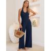 image:imageANRABESS Jumpsuits for Women Summer Sleeveless Halter Wide Leg Deep V Flowy Rib Dressy Causal One Piece Rompers 2026 OutfitsNavy Blue