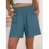 image:imageANRABESS Linen Shorts for Women Casual Summer High Waisted Wide Leg Lounge Beach Vacation Shorts with Pockets 2026 SpringLake Green