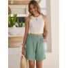 image:imageANRABESS Linen Shorts for Women Casual Summer High Waisted Wide Leg Lounge Beach Vacation Shorts with Pockets 2026 SpringLight Green