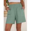 image:imageANRABESS Linen Shorts for Women Casual Summer High Waisted Wide Leg Lounge Beach Vacation Shorts with Pockets 2026 SpringLight Green