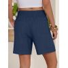 image:imageANRABESS Linen Shorts for Women Casual Summer High Waisted Wide Leg Lounge Beach Vacation Shorts with Pockets 2026 SpringNavy Blue
