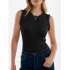 image:imageANRABESS Ribbed Tank Tops for Women Crew Neck Ruffle Sweater Vest Cute Sleeveless Shirts 2026 Summer Business Casual OutfitsBlack