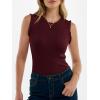 image:imageANRABESS Ribbed Tank Tops for Women Crew Neck Ruffle Sweater Vest Cute Sleeveless Shirts 2026 Summer Business Casual OutfitsDeep Red