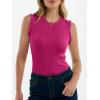 image:imageANRABESS Ribbed Tank Tops for Women Crew Neck Ruffle Sweater Vest Cute Sleeveless Shirts 2026 Summer Business Casual OutfitsHot Pink