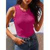 image:imageANRABESS Ribbed Tank Tops for Women Crew Neck Ruffle Sweater Vest Cute Sleeveless Shirts 2026 Summer Business Casual OutfitsHot Pink