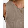 image:imageANRABESS Ribbed Tank Tops for Women Crew Neck Ruffle Sweater Vest Cute Sleeveless Shirts 2026 Summer Business Casual OutfitsTan