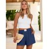 image:imageANRABESS Shorts for Women Summer Beach Cover Ups Casual High Waist Flowy Wide Leg 2026 Spring Vacation Lounge ShortsNavy Blue