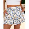 image:imageANRABESS Shorts for Women Summer Beach Cover Ups Casual High Waist Flowy Wide Leg 2026 Spring Vacation Lounge ShortsYellow Blue Floral