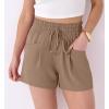 image:imageANRABESS Shorts for Women Summer Casual High Waist Drawstring Comfy Dressy Lounge 2026 Beach Vacation Shorts with PocketsLight Camel