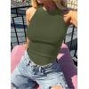 image:imageANRABESS Sleeveless Tank Tops for Women High Neck Racerback Ribbed Knit Top Summer 2026 Casual Basic Slim Fit Workout ShirtsArmy Green