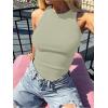 image:imageANRABESS Sleeveless Tank Tops for Women High Neck Racerback Ribbed Knit Top Summer 2026 Casual Basic Slim Fit Workout ShirtsSage Green