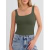 image:imageANRABESS Tank Top for Women Summer 2026 Double Lined Sleeveless Square Neck Basic Tight Workout Tees ShirtsArmy Green