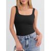 image:imageANRABESS Tank Top for Women Summer 2026 Double Lined Sleeveless Square Neck Basic Tight Workout Tees ShirtsBlack