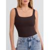 image:imageANRABESS Tank Top for Women Summer 2026 Double Lined Sleeveless Square Neck Basic Tight Workout Tees ShirtsDeep Brown