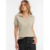 image:imageANRABESS Women Short Sleeve Sweater Wool Blend Polo V Neck Shirts Summer Dressy Top Business Casual Spring Vacation ClothesAlmond