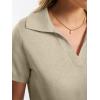 image:imageANRABESS Women Short Sleeve Sweater Wool Blend Polo V Neck Shirts Summer Dressy Top Business Casual Spring Vacation ClothesAlmond