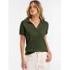 image:imageANRABESS Women Short Sleeve Sweater Wool Blend Polo V Neck Shirts Summer Dressy Top Business Casual Spring Vacation ClothesArmy Green