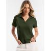 image:imageANRABESS Women Short Sleeve Sweater Wool Blend Polo V Neck Shirts Summer Dressy Top Business Casual Spring Vacation ClothesArmy Green